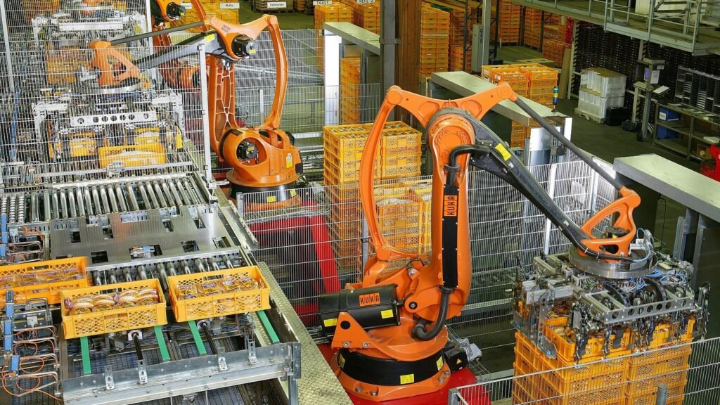 Factory automation robotics palletizing bread