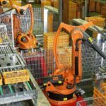 Factory automation robotics palletizing bread